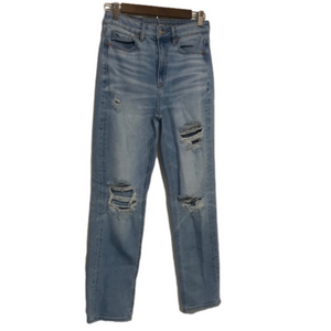 American Eagle Ripped Mom Straight Jeans Size 2